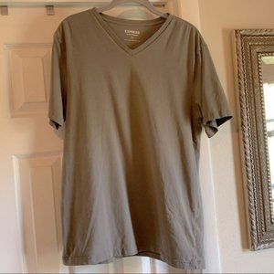 Express Flex Stretch Large Gray V-neck Tee T-shirt Short Sleeve